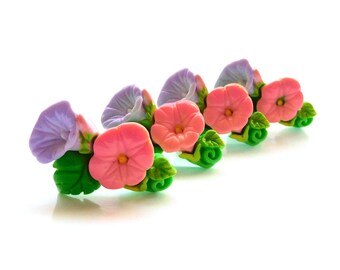 Pink & Purple Hibiscus Flower Flatback Embellishments - Set of 4