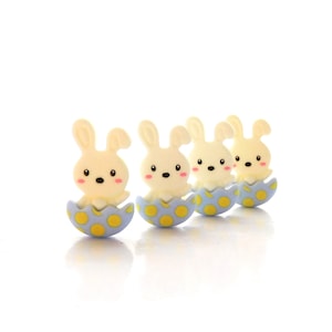 Easter Egg Bunny Flat Back Embellishments / Easter Animal Flat Back Cabochons - Set of FOUR