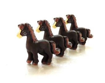 Black Pony Flat Back Embellishments by Shelly's Buttons / Equine Animal Flatback Decorations - Set of FOUR