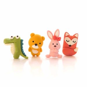 Animal Friends Flat Back Embellishments / Cute Animal Flat Back Decorations - Set of FOUR