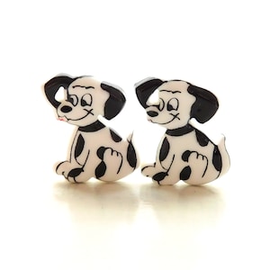 Black and White Dog Buttons by Dill / Pet Animal Embellishments - Set of TWO