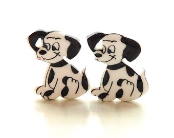 Black and White Dog Buttons by Dill / Pet Animal Embellishments - Set of TWO