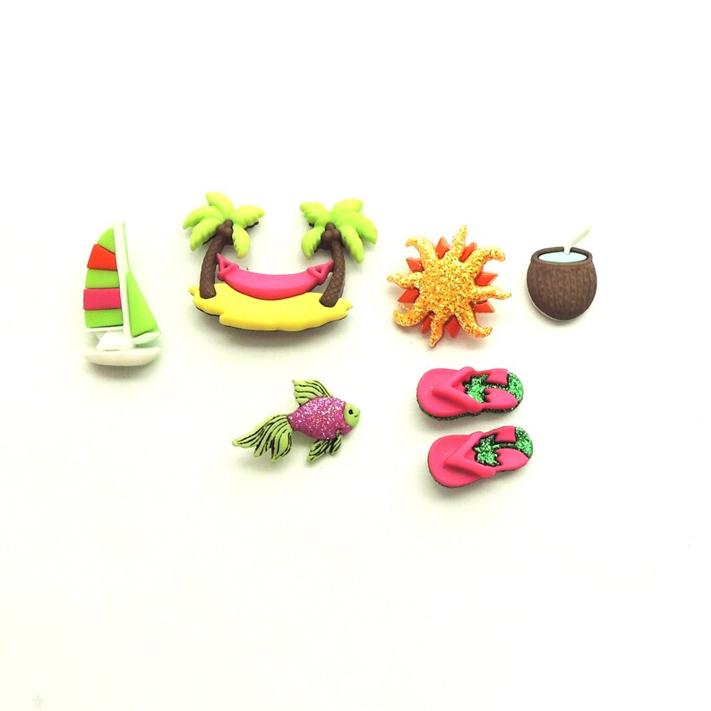 Tropicana Buttons by Dress It Up Jesse James Beach Vacation Novelty Embellishments