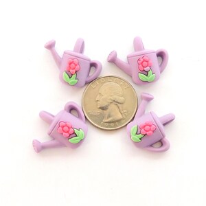 Purple Watering Can Flat Back Embellishments / Gardening Resin Cabochons- Set of FOUR image 7