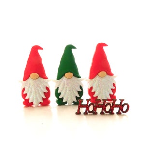 HoHo Gnome Buttons by Shelly's Buttons and More / Christmas Craft Embellishments