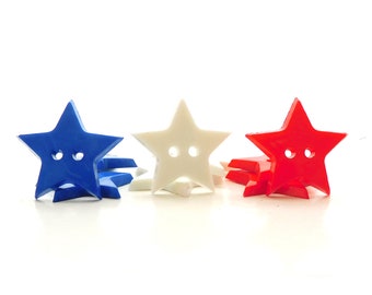 Star Power Buttons // Patriotic Craft Embellishments - Set of NINE