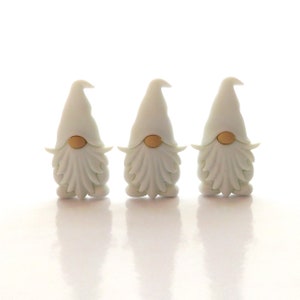 White Gnome Buttons by Let's Get Crafty // Fairy Friends Craft Embellishments - Set of THREE or SIX