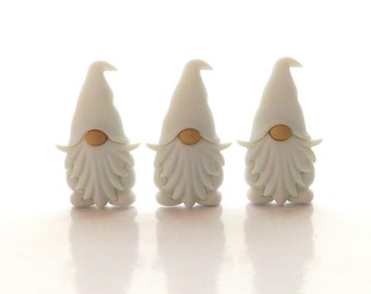 White Gnome Buttons by Let's Get Crafty // Fairy Friends Craft Embellishments - Set of THREE or SIX