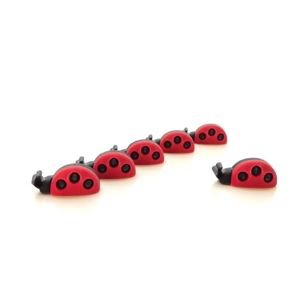 Ladybug Profile Buttons by Buttons Galore / Novelty Insect Craft Embellishments - Set of SIX