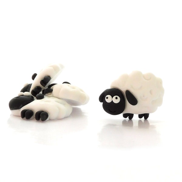 Silly Sheep Flat Back Embellishments / Farm Animal Flatback Resin Cabochons - Set of FOUR