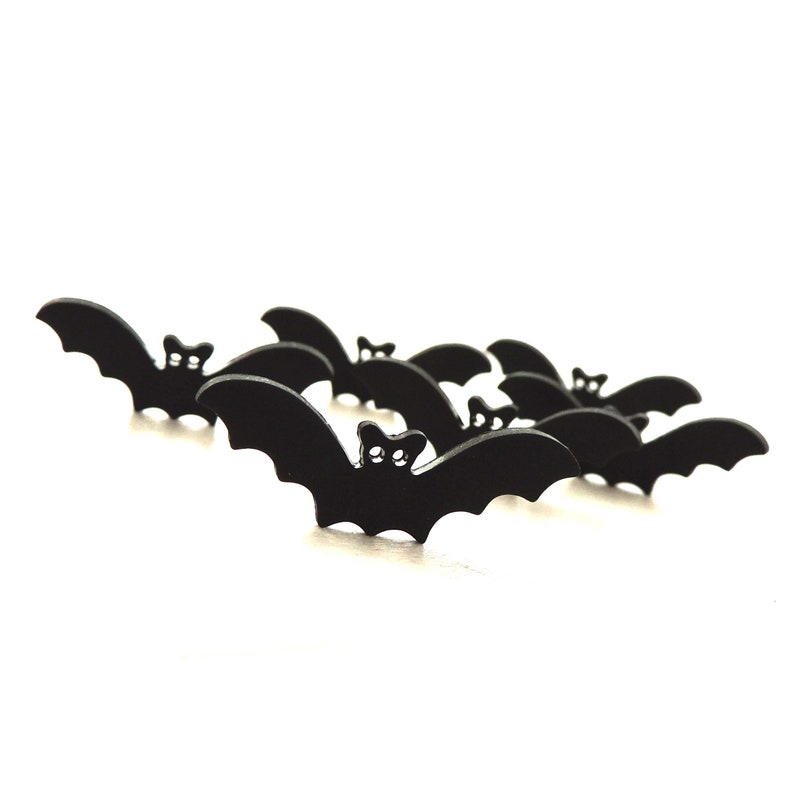 Bat Flatback Buttons by Buttons Galore Halloween Party Crafts Novelty Embellishment Jewelry Black Spooky Kids Fall Fun Cabochon Supplies