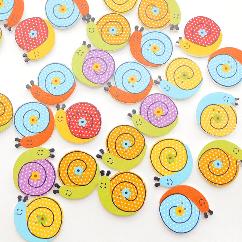 Wood Snail Buttons // Novelty Insect Garden Friends Chipboard ...