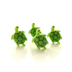 Happy Little Turtle Flat Back Embellishments / Animal Flatback Resin Cabochons - Set of FOUR