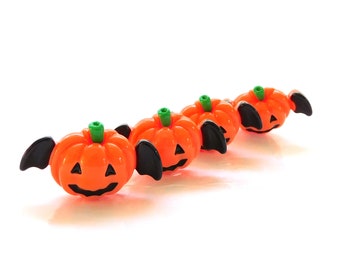 Bat Pumpkin Flat Back Embellishments / Fall Halloween Flatback Decorations - Set of FOUR