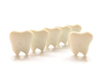 Tooth Buttons by Buttons Galore / Dental Embellishments - Set of SIX