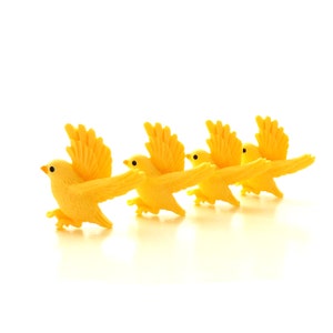 Canary Flat Back Embellishments / Animal Yellow Bird Flatback Decorations - Set of FOUR