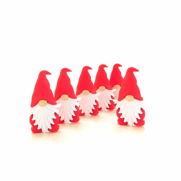 Red Gnome Buttons by Let's Get Crafty // Fairy Friends Craft Embellishments - Set of THREE or SIX