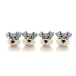 Tiny Schnauzer Dog Flat Back Embellishments / Pet Animal Flatback Resin Cabochons - Set of FOUR