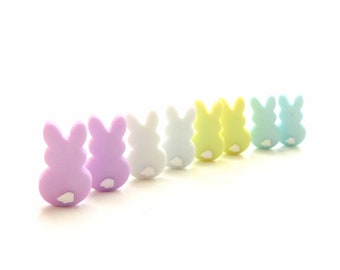 Pastel Bunny Buttons by Let's Get Crafty / Easter Animal Craft Embellishments - Set of EIGHT