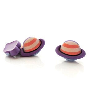 Ringed Planet Flat Back Embellishments / Space Flatback Cabochons- Set of FOUR
