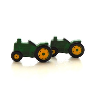 Green Tractor Buttons by Dill / Farming Equipment Embellishments - Set of TWO