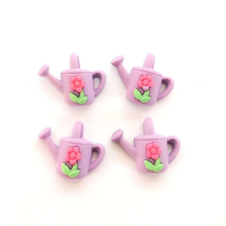 Purple Watering Can Flat Back Embellishments / Gardening Resin Cabochons- Set of FOUR image 10