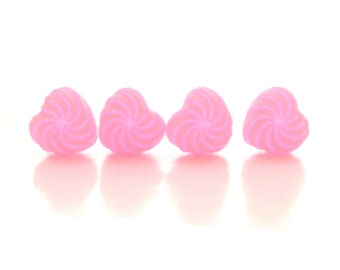 Swirl Hearts Flat Back Embellishments / Love Flatback Valentine's Day Cabochons - Set of FOUR