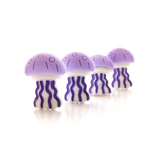 Jelly Fish Flat Back Embellishments / Ocean Animal Flatback Resin Cabochons - Set of FOUR
