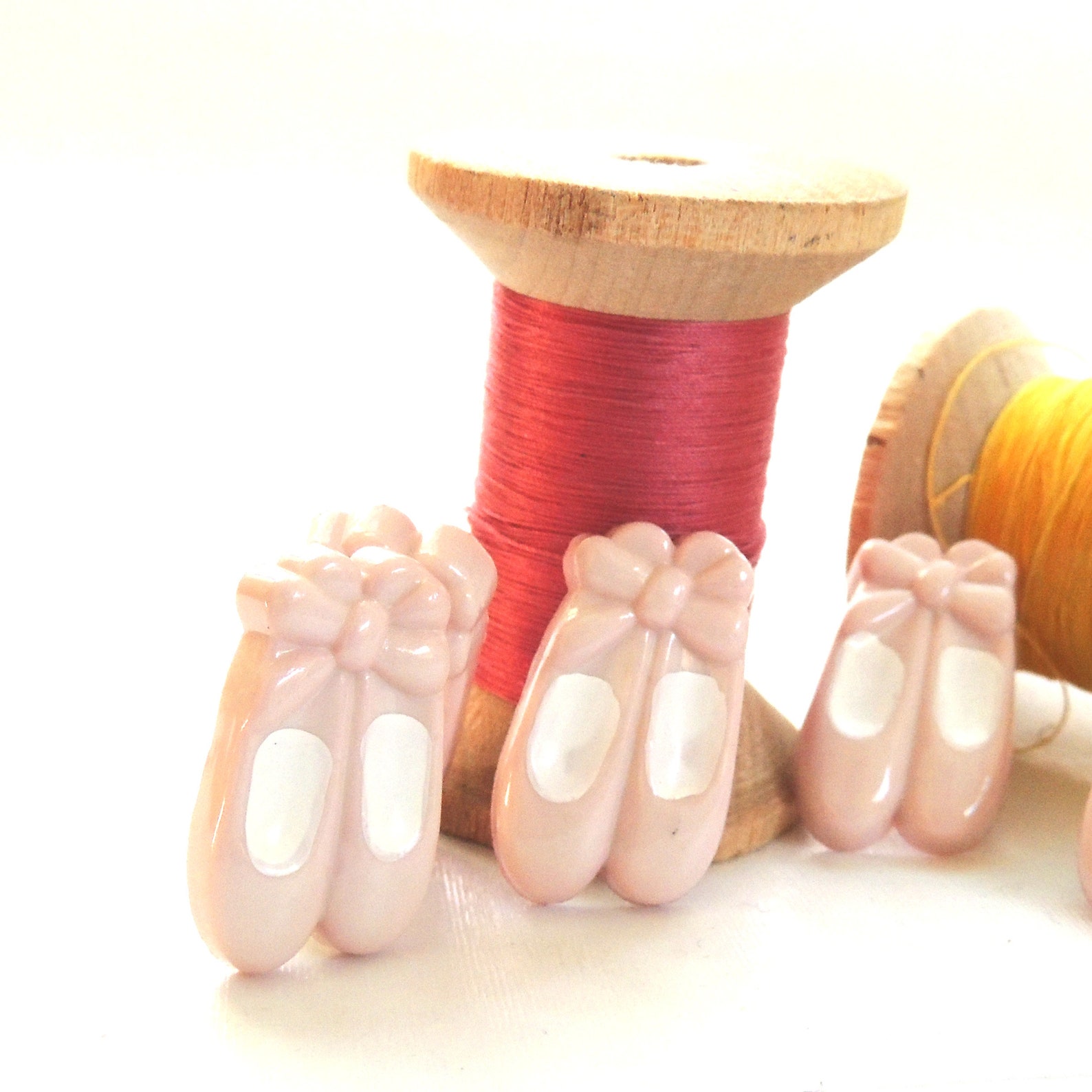 ballet shoe buttons by buttons galore // pink novelty dance ballerina girl sewing scrapbook pointe