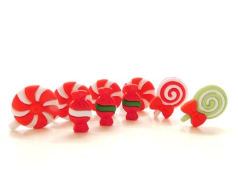 Christmas Candy Buttons by Buttons Galore // Sweet Novelty Christmas Embellishments