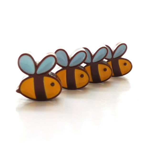 Chunky Bees Flat Back Embellishments / Insect Flatback Resin Cabochons - Set of FOUR