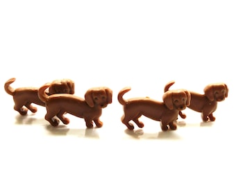 Dachshund Flat Back Embellishments by Shellys Buttons: Dog Animal Decorations - Set of FOUR