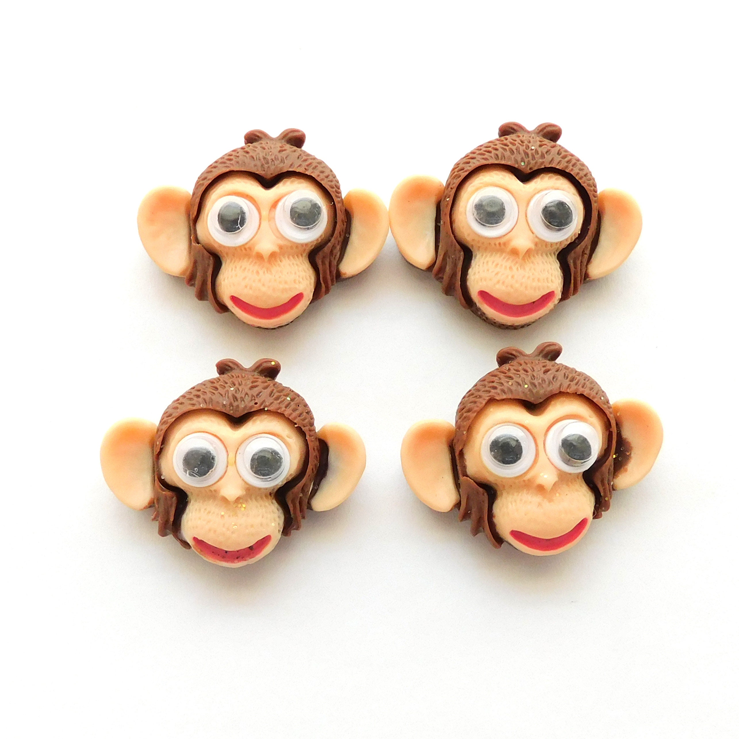 Monkey Head Flatback Embellishments: Googly Eyes Decorations (set