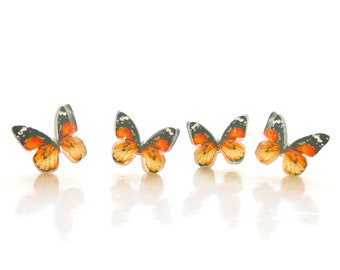 Monarch Butterfly Embellishments / Small Insect Cabochons - Set of FOUR