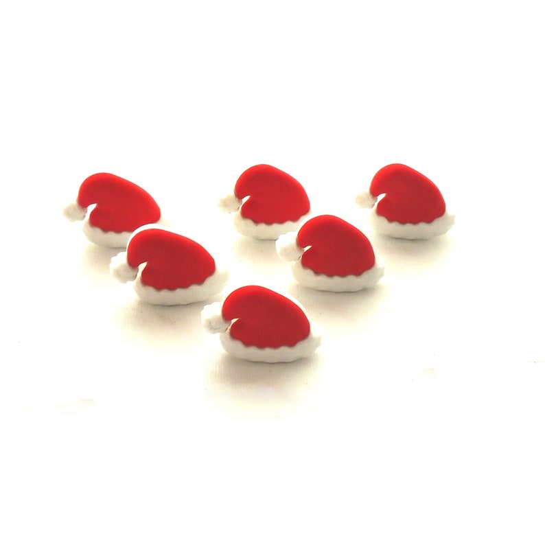 Santa Hat Buttons by Buttons Galore // Christmas sewing scrapbook present winter holiday Red and White Novelty crafts Santa Claus Ornament image 9