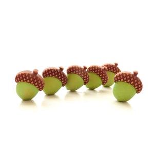 Green Acorn Buttons - Buttons Galore / Fall Tree Craft Embellishments - Set of SIX