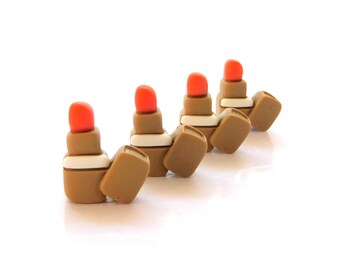 Lipstick Flat Back Embellishments / Makeup Cosmetics Flatback Resin Cabochons - Set of FOUR