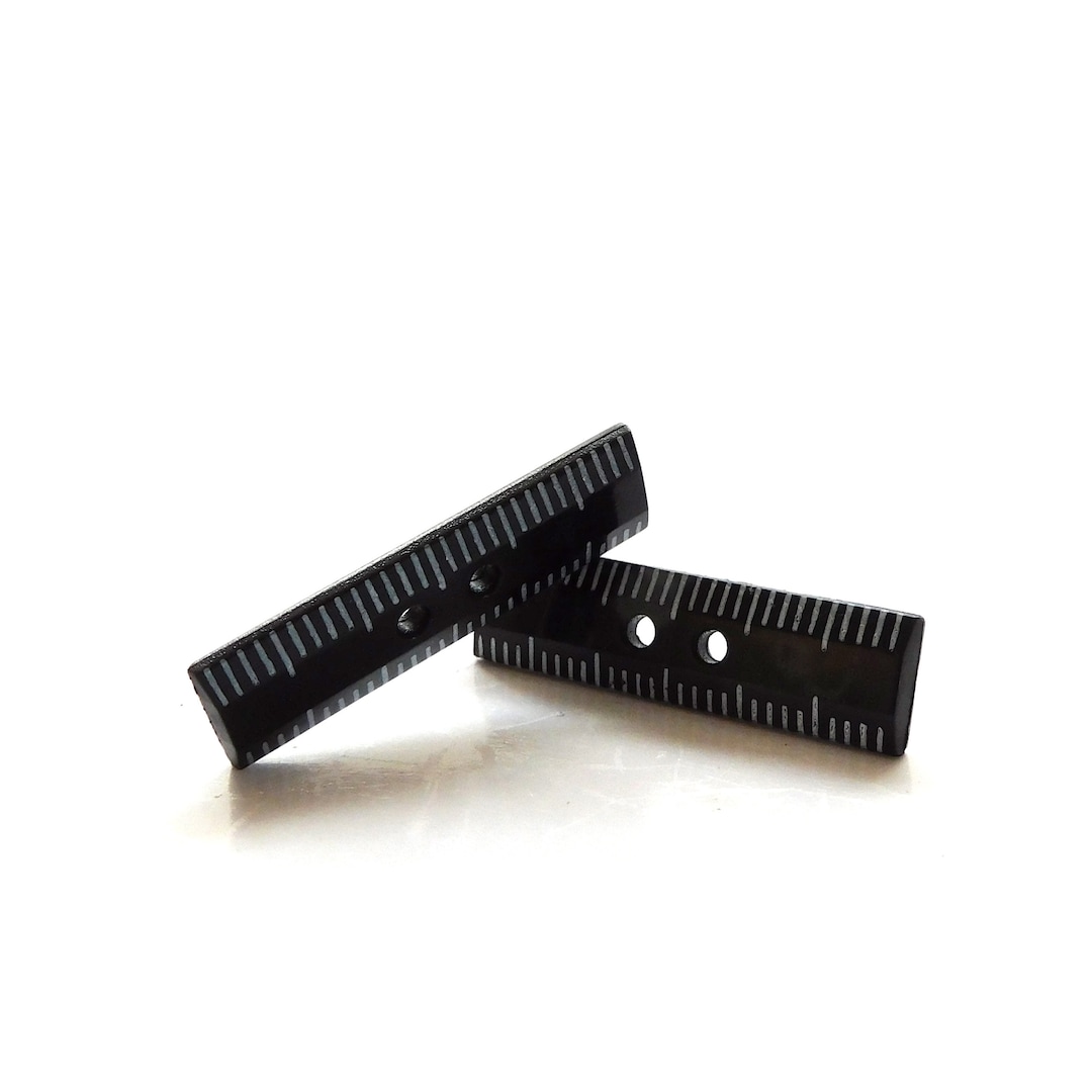 Black Ruler Buttons by Dill / School Sew Through Embellishments - Set ...