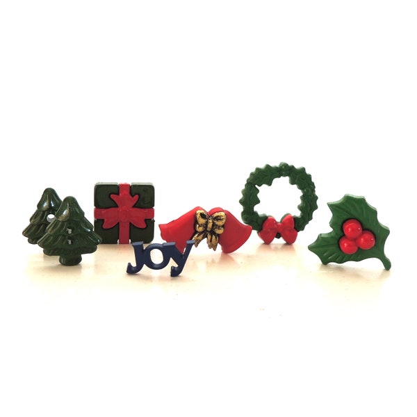 Deck the Halls Buttons / Novelty Winter Christmas Holiday Embellishments