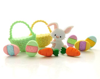 Easter Bunny Button Set by Shelly's Buttons and More / Spring Craft Embellishments