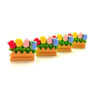 Flower Box Flat Back Embellishments / Rose Plant Flatback Cabochons- Set of FOUR