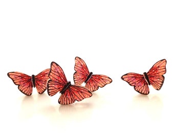 Large Butterfly Flat Back Embellishments / Insect Flat Back Cabochons - Set of FOUR
