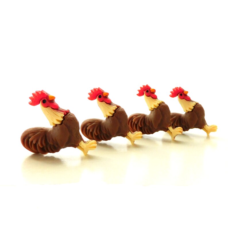 Rooster Flat Back Embellishments / Farm Animal Bird Flatback Decorations Set of FOUR image 4