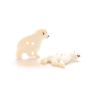 Polar Bear Buttons by Dill / Wild Animal Sew Through Embellishments - Set of TWO