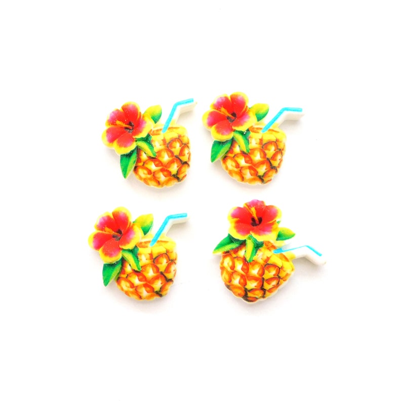 Tropical Drink Flat Back Embellishments by Shelly's Buttons / Food Flatback Decorations Set of FOUR image 9