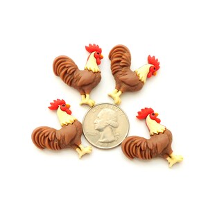 Rooster Flat Back Embellishments / Farm Animal Bird Flatback Decorations Set of FOUR image 7