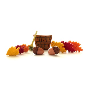 Fall Clean Up Buttons by Buttons Galore // Novelty Sewing Autumn Embellishments Leaf Trees