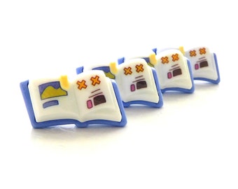 Open Book Flat Back Embellishments / Reading Flatback Decorations - Set of FOUR