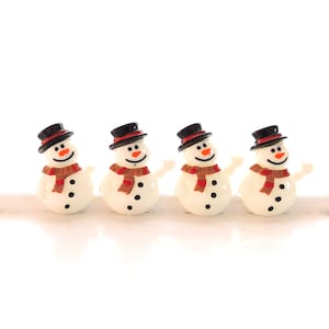 Snowman Flat Back Embellishments / Winter Flatback Cabochons- Set of FOUR