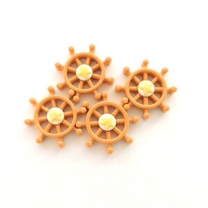 Brown Boat Wheel Flat Back Embellishments / Sailing Flatback Resin Cabochons Set of FOUR image 10